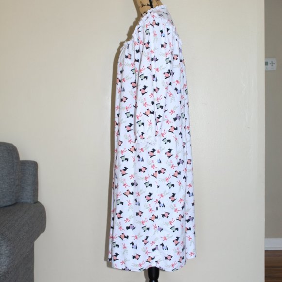 Lanz of Salzburg Scottie Dog Cotton Flannel Long Nightgown Women's Small - Picture 3 of 10